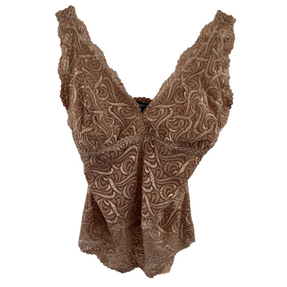 y2K Bebe Floral Lace Babydoll Cami Cropped Tank Top Women Medium Fairy Whimsy